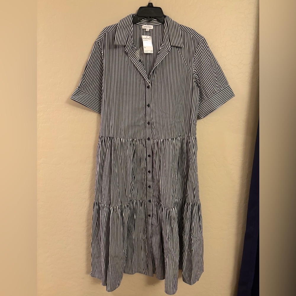 Nordstrom Navy and White Striped Dress